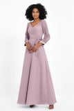 Elegance V Neck Junior Bridesmaid Dress Chiffon Long Sleeves Pleated Sashes Formal Evening Dresses