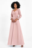 Elegance V Neck Junior Bridesmaid Dress Chiffon Long Sleeves Pleated Sashes Formal Evening Dresses
