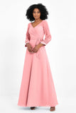 Elegance V Neck Junior Bridesmaid Dress Chiffon Long Sleeves Pleated Sashes Formal Evening Dresses