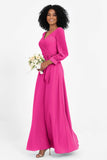 Elegance V Neck Junior Bridesmaid Dress Chiffon Long Sleeves Pleated Sashes Formal Evening Dresses