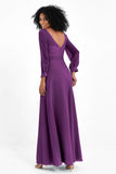 Elegance V Neck Junior Bridesmaid Dress Chiffon Long Sleeves Pleated Sashes Formal Evening Dresses