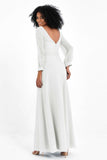 Elegance V Neck Junior Bridesmaid Dress Chiffon Long Sleeves Pleated Sashes Formal Evening Dresses