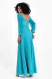 Elegance V Neck Junior Bridesmaid Dress Chiffon Long Sleeves Pleated Sashes Formal Evening Dresses