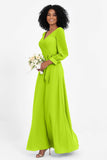 Elegance V Neck Junior Bridesmaid Dress Chiffon Long Sleeves Pleated Sashes Formal Evening Dresses