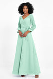 Elegance V Neck Junior Bridesmaid Dress Chiffon Long Sleeves Pleated Sashes Formal Evening Dresses