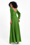 Elegance V Neck Junior Bridesmaid Dress Chiffon Long Sleeves Pleated Sashes Formal Evening Dresses