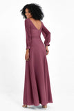 Elegance V Neck Junior Bridesmaid Dress Chiffon Long Sleeves Pleated Sashes Formal Evening Dresses