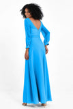 Elegance V Neck Junior Bridesmaid Dress Chiffon Long Sleeves Pleated Sashes Formal Evening Dresses