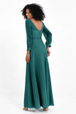 Elegance V Neck Junior Bridesmaid Dress Chiffon Long Sleeves Pleated Sashes Formal Evening Dresses