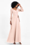 Elegance V Neck Junior Bridesmaid Dress Chiffon Long Sleeves Pleated Sashes Formal Evening Dresses