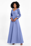 Elegance V Neck Junior Bridesmaid Dress Chiffon Long Sleeves Pleated Sashes Formal Evening Dresses
