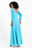 Elegance V Neck Junior Bridesmaid Dress Chiffon Long Sleeves Pleated Sashes Formal Evening Dresses