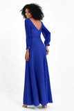 Elegance V Neck Junior Bridesmaid Dress Chiffon Long Sleeves Pleated Sashes Formal Evening Dresses