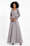 Elegance V Neck Junior Bridesmaid Dress Chiffon Long Sleeves Pleated Sashes Formal Evening Dresses