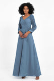 Elegance V Neck Junior Bridesmaid Dress Chiffon Long Sleeves Pleated Sashes Formal Evening Dresses