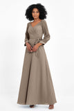 Elegance V Neck Junior Bridesmaid Dress Chiffon Long Sleeves Pleated Sashes Formal Evening Dresses
