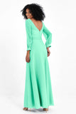 Elegance V Neck Junior Bridesmaid Dress Chiffon Long Sleeves Pleated Sashes Formal Evening Dresses