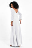 Elegance V Neck Junior Bridesmaid Dress Chiffon Long Sleeves Pleated Sashes Formal Evening Dresses