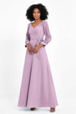 Elegance V Neck Junior Bridesmaid Dress Chiffon Long Sleeves Pleated Sashes Formal Evening Dresses