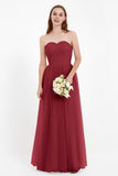 Sweetheart Neckline Tulle Bridesmaid Dress Long Pleated Ruched Formal Evening Gowns Dresses
