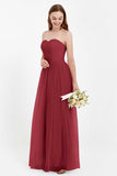 Sweetheart Neckline Tulle Bridesmaid Dress Long Pleated Ruched Formal Evening Gowns Dresses