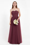 Sweetheart Neckline Tulle Bridesmaid Dress Long Pleated Ruched Formal Evening Gowns Dresses