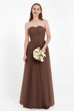 Sweetheart Neckline Tulle Bridesmaid Dress Long Pleated Ruched Formal Evening Gowns Dresses