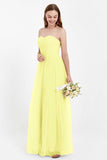 Sweetheart Neckline Tulle Bridesmaid Dress Long Pleated Ruched Formal Evening Gowns Dresses