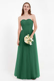 Sweetheart Neckline Tulle Bridesmaid Dress Long Pleated Ruched Formal Evening Gowns Dresses