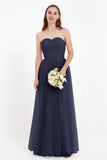 Sweetheart Neckline Tulle Bridesmaid Dress Long Pleated Ruched Formal Evening Gowns Dresses