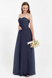 Sweetheart Neckline Tulle Bridesmaid Dress Long Pleated Ruched Formal Evening Gowns Dresses