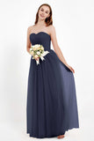 Sweetheart Neckline Tulle Bridesmaid Dress Long Pleated Ruched Formal Evening Gowns Dresses