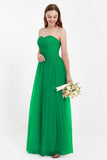 Sweetheart Neckline Tulle Bridesmaid Dress Long Pleated Ruched Formal Evening Gowns Dresses