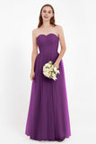 Sweetheart Neckline Tulle Bridesmaid Dress Long Pleated Ruched Formal Evening Gowns Dresses