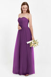 Sweetheart Neckline Tulle Bridesmaid Dress Long Pleated Ruched Formal Evening Gowns Dresses