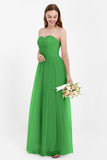 Sweetheart Neckline Tulle Bridesmaid Dress Long Pleated Ruched Formal Evening Gowns Dresses