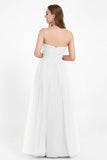 Sweetheart Neckline Tulle Bridesmaid Dress Long Pleated Ruched Formal Evening Gowns Dresses