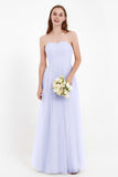 Sweetheart Neckline Tulle Bridesmaid Dress Long Pleated Ruched Formal Evening Gowns Dresses