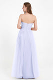Sweetheart Neckline Tulle Bridesmaid Dress Long Pleated Ruched Formal Evening Gowns Dresses