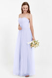 Sweetheart Neckline Tulle Bridesmaid Dress Long Pleated Ruched Formal Evening Gowns Dresses
