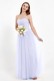 Sweetheart Neckline Tulle Bridesmaid Dress Long Pleated Ruched Formal Evening Gowns Dresses