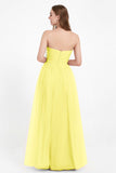 Sweetheart Neckline Tulle Bridesmaid Dress Long Pleated Ruched Formal Evening Gowns Dresses