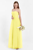 Sweetheart Neckline Tulle Bridesmaid Dress Long Pleated Ruched Formal Evening Gowns Dresses