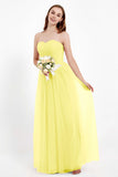 Sweetheart Neckline Tulle Bridesmaid Dress Long Pleated Ruched Formal Evening Gowns Dresses