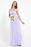 Sweetheart Neckline Tulle Bridesmaid Dress Long Pleated Ruched Formal Evening Gowns Dresses
