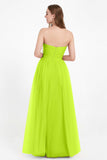 Sweetheart Neckline Tulle Bridesmaid Dress Long Pleated Ruched Formal Evening Gowns Dresses