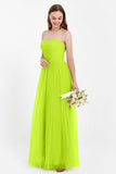 Sweetheart Neckline Tulle Bridesmaid Dress Long Pleated Ruched Formal Evening Gowns Dresses