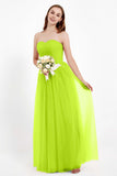 Sweetheart Neckline Tulle Bridesmaid Dress Long Pleated Ruched Formal Evening Gowns Dresses