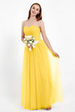 Sweetheart Neckline Tulle Bridesmaid Dress Long Pleated Ruched Formal Evening Gowns Dresses