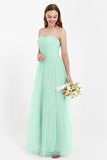 Sweetheart Neckline Tulle Bridesmaid Dress Long Pleated Ruched Formal Evening Gowns Dresses